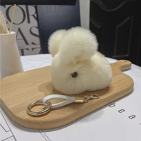 Gantungan Kunci Kelinci Rex Rabbit Fur Plushie, Liontin Tas Mini, Boneka Kelinci Lucu, Gantungan Kunci Boneka Kelinci, Mainan