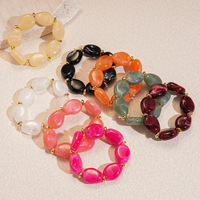 Bracelet élégant rétro en acrylique transparent épais à maillons géométriques ovales irréguliers, idéal pour la mode quotidienne moderne – Grande vente