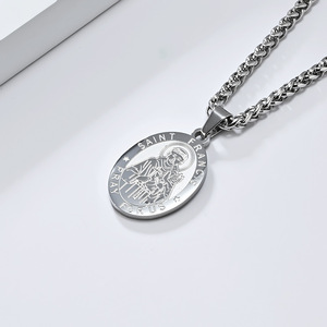 Catholic Saint Pendant Necklace <b>Titanium</b> Steel Unisex Religious Jewelry For Ceremonies - Product Image 3