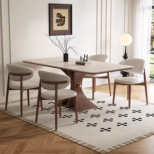 Đồ Nội Thất Bắc Âu Gia Đình Căn Hộ Nhỏ Hiện Đại Rắn Gỗ Thân Thiện Với Môi Hình Chữ Nhật Bàn Ăn Và Ghế Đặt - Product Image 2