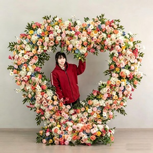 Arreglo Floral Artificial para Boda, Corazón de Rosas de Seda, Fondo Moderno Hecho a Mano para Decoración de Bodas y Fiestas - Product Image 6