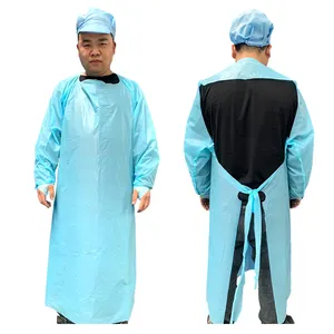 Custom blue protective medical apron waterproof aprons disposable long sleeve apron
