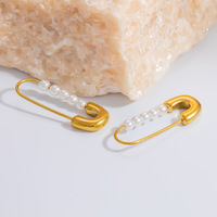 SUMMLY-Boucles d'Oreilles Classique en Forme de Trombone en Acier Inoxydable Plaqué Or 18 Carats, Bijoux de Mode, Vente en Gros