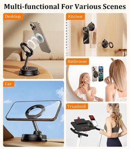 Support de téléphone magnétique puissant pliable et rotatif en plastique, nouveau design, portable pour voiture et bureau avec ventouse. - Product Image 3