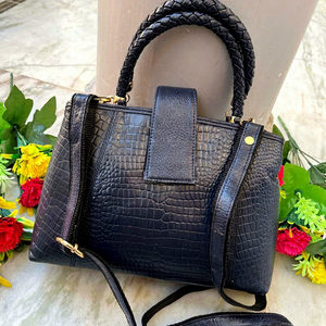 Bolso de mano de piel de cocodrilo para mujer, bandolera de hombro, elegante, hecho a mano - Product Image 1