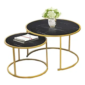 Sıcak satış odası mobilya kanepe merkezi masası seti kahve Top mermer yuvarlak sehpa altın bas yuvalama masaları