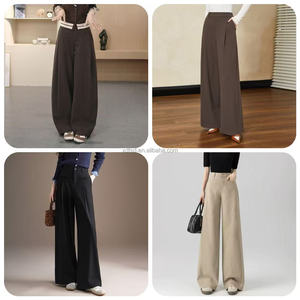 <span class=keywords><strong>Pantalones</strong></span> Anchos Casuales de Alta Calidad para Mujer con Diseño de Botones Laterales, Diseño de Cintura Alta, Estilo Formal de Fabricante - Product Image 3