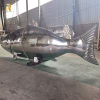 Sculpture de poisson en acier inoxydable de grande taille pour jardin extérieur, fournie par le fabricant RELONG