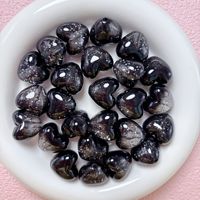 Perles cœur gonflées en crème argentée scintillante avec revêtement UV, à trou droit, pour breloques de téléphone DIY, matériaux pour porte-clés et accessoires de bijoux