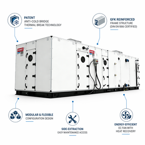 เครื่องปรับอากาศแบบขยายตัวโดยตรง (Direct Expansion AHU) สำหรับห้องสะอาด พร้อมแผ่นกรอง HEPA และสารทำความเย็น R410A สำหรับระบบ<span class=keywords><strong>ป</strong></span>รับอากาศในโรงพยาบาลและห้องสะอาด - Product Image 4
