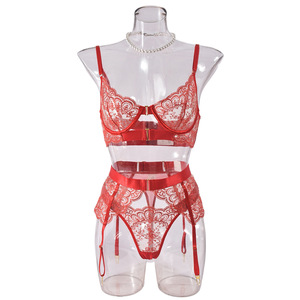 New Design Transparent Embroidery Luxury Lingerie Set Mesh Temptation Sexy Lingerie Underwear Sexy Lingerie Set for Women - Product Image 4