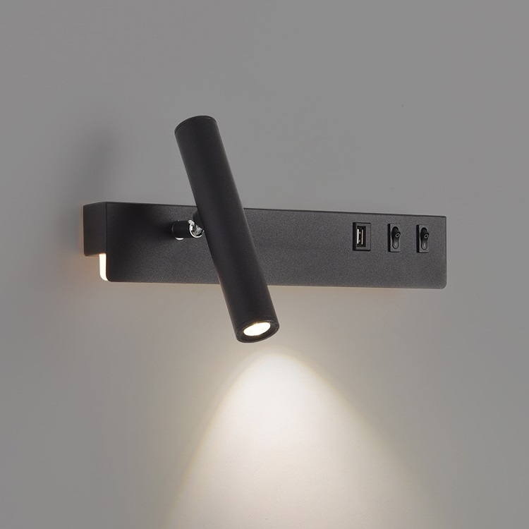 Настенные лампы для чтения на изголовье с фоновым освещением, USB-портом для зарядки и регулируемым углом света