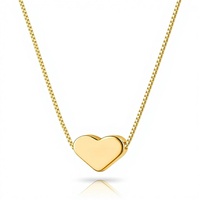 Collier ras du cou pour femme avec pendentif cœur délicat en or, chaîne en laiton plaqué or/argent 14 carats, cadeaux d'amour mignons