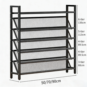 מתקן אחסון נעליים צר ומודרני עם מדף עליון, 3/4/5/6 שכבות, חוסך מקום, מתכת, לכניסות - Product Image 3