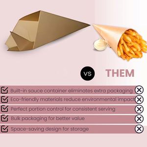 Custom French Fries Crepes Holder Food Packaging Triangle/<b>Square</b> Paperboard Box Matt Lamination Embossing Recyclable Disposable - Product Image 4