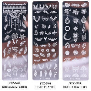 Feuille de fleur Art d'ongle plaque d'estampage géométrie flocon de neige feuille florale papillon ligne d'impression <span class=keywords><strong>pochoir</strong></span> ongles tampons outils - Product Image 4