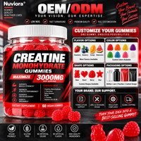 Gummies de créatine monohydrate en vrac, directement de l'usine, pour hommes et femmes, 3000 mg, 60 unités, améliore les performances athlétiques*, saveur framboise, végétalien