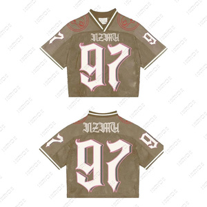Camiseta de Fútbol OEM Estilo Streetwear para Hombre, Vintage, Oversize, con Estampado Animal, de Poliéster/Algodón, Tejido de Malla, Cuello Redondo, Manga Corta, 220g - Product Image 4