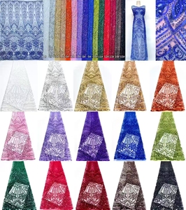 Toàn Bộ bán màu xanh lá cây đính cườm ren vải với <span class=keywords><strong>sequins</strong></span> hoa ren vải với hạt và ngọc trai cho đám cưới và buổi tối Ăn mặc - Product Image 6