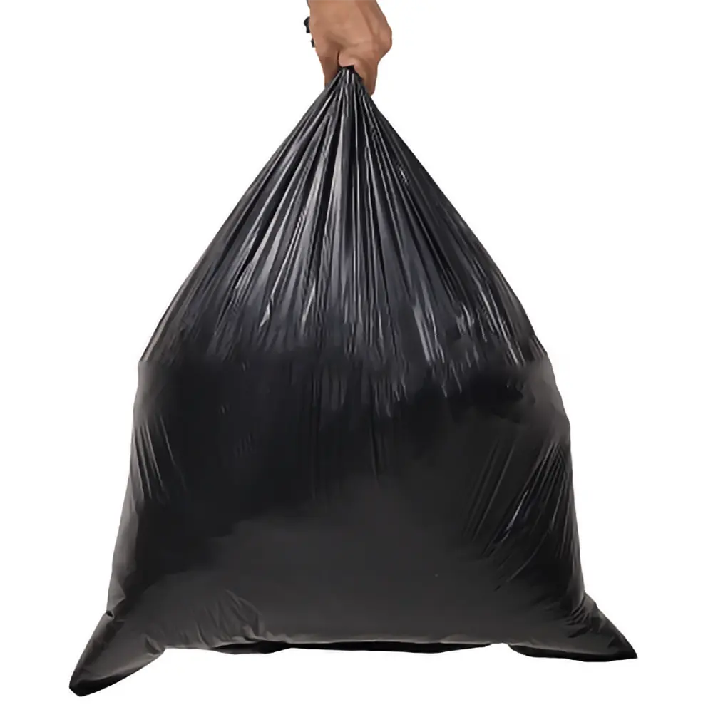 Ağır geri dönüşümlü büyük taşınabilir siyah hdpe plastik çöp kutusu çöp torbaları/çöp torbaları