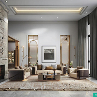 Ensemble de canapé modulaire moderne Revêtement en cuir véritable Cadre en bois massif Design en forme de L pour salon de villa