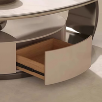 Table basse ovale moderne minimaliste en pierre frittée de luxe italienne avec tiroir pour salon