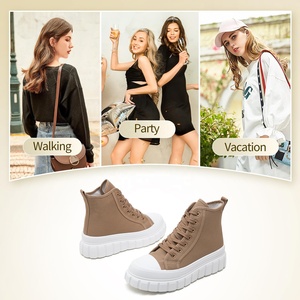 Baskets montantes à plateforme pour femmes - Chaussures <span class=keywords><strong>en</strong></span> <span class=keywords><strong>toile</strong></span> classiques à lacets pour le <span class=keywords><strong>tennis</strong></span> et la marche décontractés, confortables et élégantes (ODM/OEM) - Product Image 6
