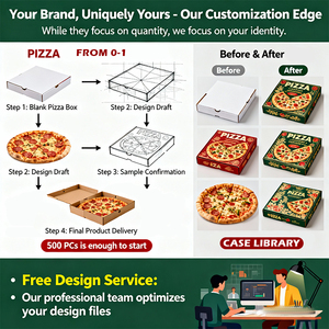 9 inch 12 inch 14 inch tái chế các tông màu trắng Giấy gợn sóng hộp bánh Pizza bán buôn cho nhà hàng giao hàng với logo tùy - Product Image 3