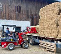 China Bestseller Wolf 750 Mini 600 kg Mini Hoflader mit Breiteren Reifen/Gabel für Gras/Geschlossener Kabine/Teleskoparm