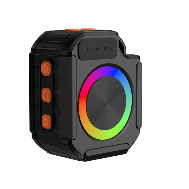 Square Outdoor Waterproof Portable Bluetooth Wireless Speaker With Colorful Led Light Support TF Card FM Radio