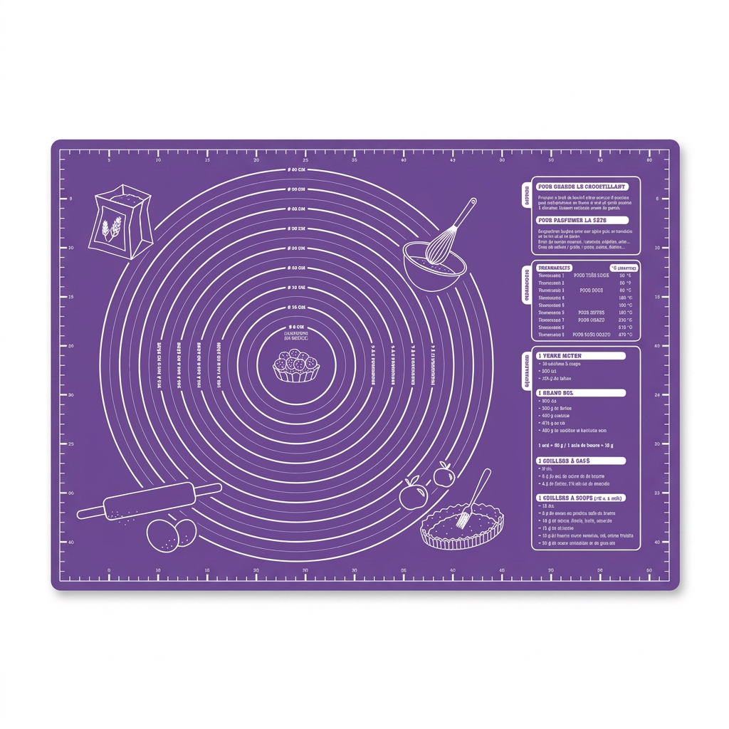Tapis de pétrissage violet pour pâte.