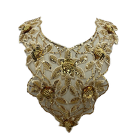Applique de col en dentelle 3D en forme de fleur pour Abaya, robe de mariée, patch de col brodé à la main avec sequins pour Kaftan, robe de couture DIY