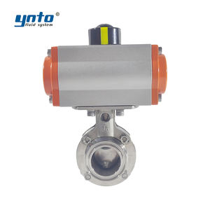 Válvulas de mariposa de doble efecto neumáticas personalizadas de alta calidad 304SS 316SS 316L válvulas de bola OEM de Gas de agua de grado sanitario - Product Image 1