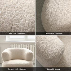 Divano Singolo Girevole in Stile Nordico, Best-Seller con Struttura in Legno Massello e Rivestimento in Velluto per Soggiorno Salotto Compatto per Ospiti in Camera da Letto - Product Image 3