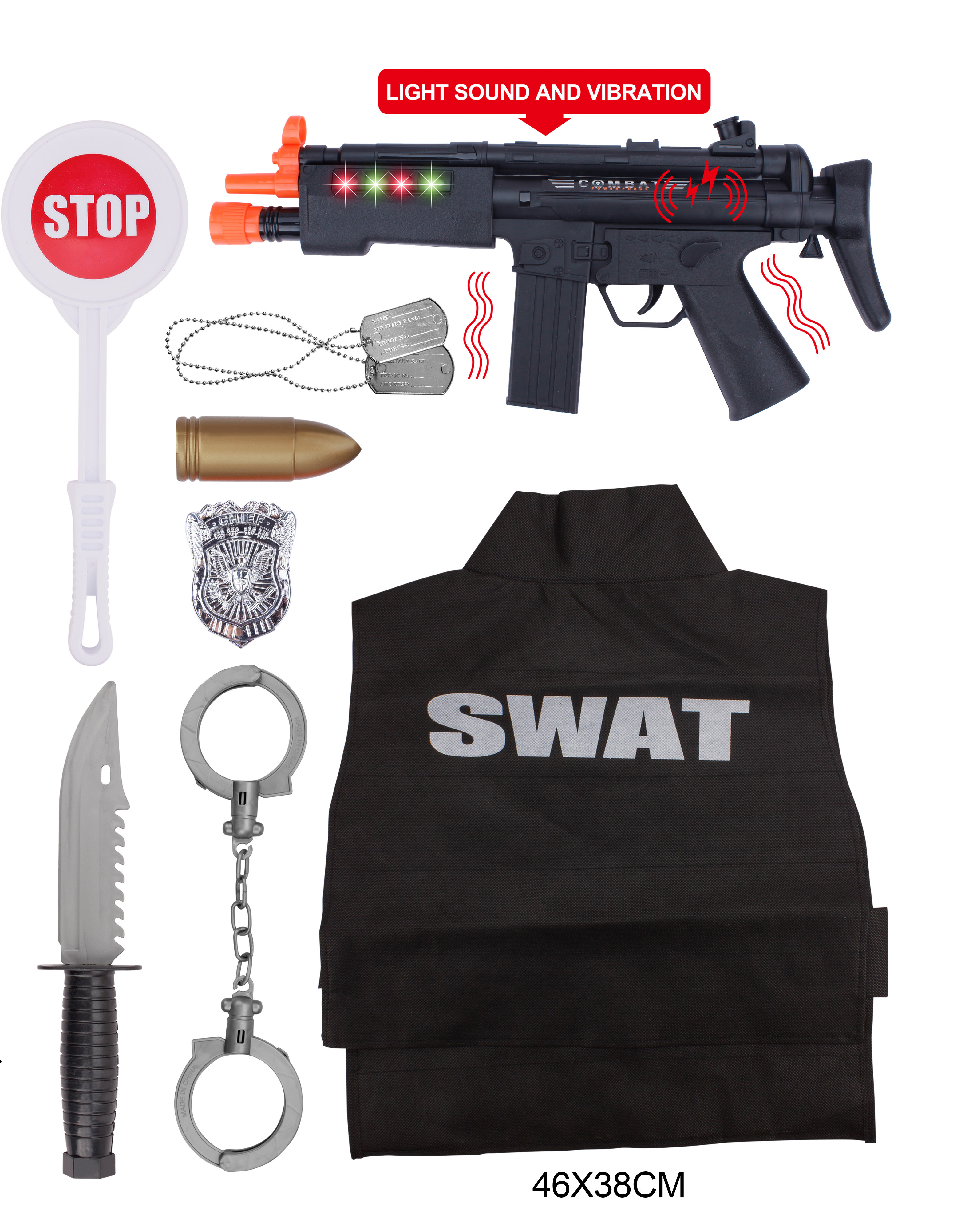 Uniforme professionnel de travail pour enfants, jeu de rôle d'uniforme de policière, ensemble de police de couleur bleu foncé avec pistolet, jouet