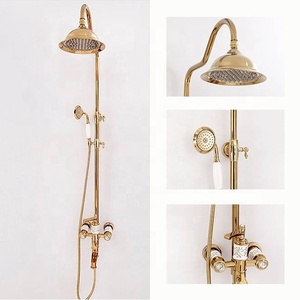 Ensemble de douche en cuivre et or rose, haut de gamme, de luxe rétro, livraison gratuite - Product Image 1