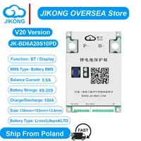 JKBMS JK-BD6A20S10PD Smart BMS Power Bank PCBA 8S-20S 100A 0.6A Balance Activo LiFePO4 Li-ion LTO Terminal de Tornillo OEM 2 OZ Cobre