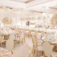 Fournisseur de meubles de Foshan, chaise de banquet en or rose, chaise de mariage, chaise en acier inoxydable pour hôtel