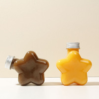 Bouteille de boisson en plastique en forme d'étoile mignonne avec logo personnalisé, 350 ml, 500 ml, avec bouchon à vis en aluminium, pour jus, thé au lait, soda, boisson