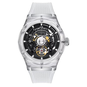 Montre automatique BG6003, boîtier transparent, montre-bracelet mécanique, bracelet en caoutchouc, cadran squelette, montres pour hommes - Product Image 1