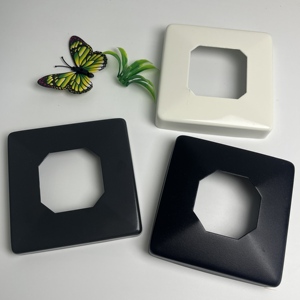 Anillo de Cubierta Cuadrado de Primera Calidad, Negro Mate, con Centro Liso y Abertura Blanca, para Abrazaderas de Vidrio, Acristalamiento de Solárium y Molduras Decorativas - Product Image 6