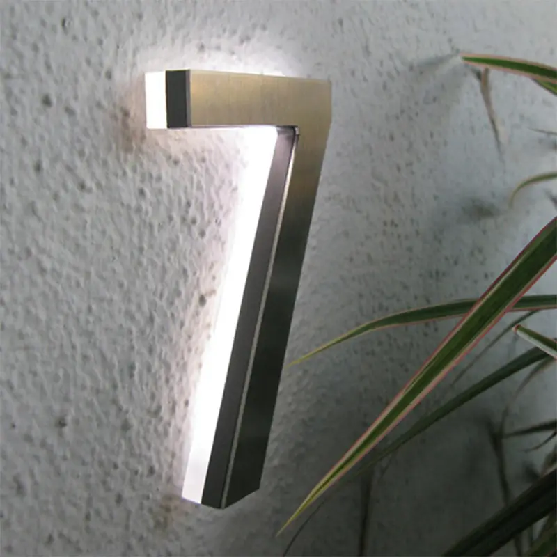 Indirizzo personalizzato 3D Led Illuminato Segnaletica Casa Numeri In Acciaio Inox Camera D'albergo Piano Numero di Led Logo Segni