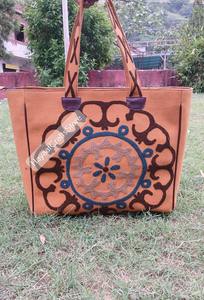 Suzani Embroidery Cotton <b>Tote</b> <b>Bag</b> Women Bohemian Floral Handmade Shopping <b>Bag</b> India Style <b>Canvas</b> With Purple Accents - Product Image 5