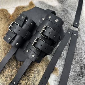 Cinturón de cuero de guerrero vikingo medieval con armadura de hombro y funda para espada, conjunto para accesorios de cosplay. - Product Image 3