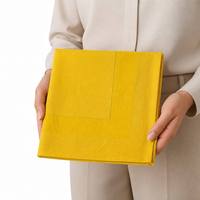 Serviette de table élégante en satin 100% coton avec bordure, tissage dobby, pour hôtel, restaurant, mariage, jaune