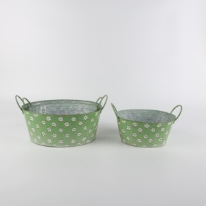 Plantes galvanisées, pots succulents à la <span class=keywords><strong>vanille</strong></span>, pots de jardin avec métal à motifs Trois ensembles de réservoir de stock vert rond galvanisé - Product Image 5