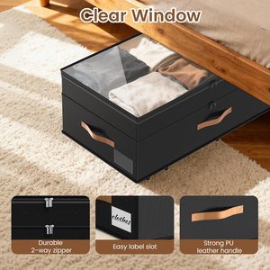 90L Large Adjustable Underbed <b>Storage</b> <b>Containers</b> with <b>Clear</b> Lids Under Bed <b>Storage</b> with Wheels for Clothes Shoes Blankets - Product Image 5