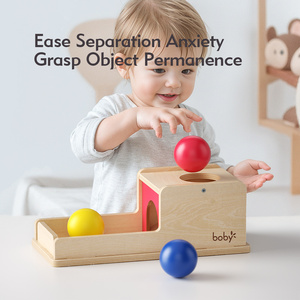 ของเล่นไม้มอนเตสซอรี่สำหรับเด็กทารก <span class=keywords><strong>0</strong></span>-<span class=keywords><strong>1</strong></span> <span class=keywords><strong>ปี</strong></span> ฝึกการรับรู้ความคงทนของวัตถุ กล่องใส่ลูกบอล 3 ลูก - Product Image 2