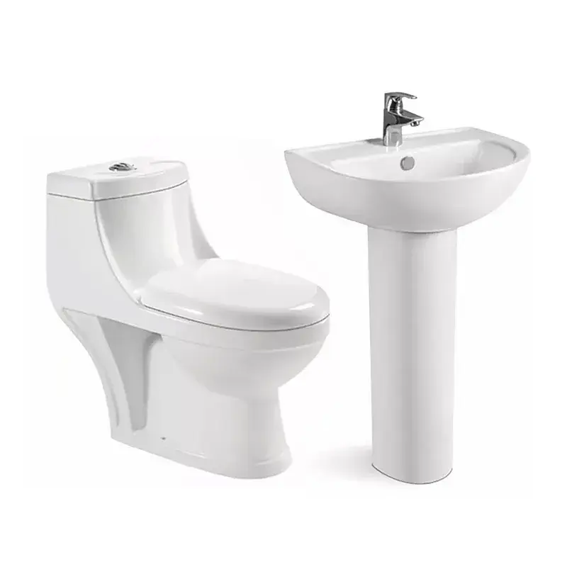 衛生陶器トイレ便器と台座洗面台シンクセットモダンなバスルームWCウォッシュダウンフラッシュ