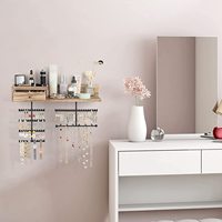 Organisateur de bijoux support de bijoux mural suspendu avec tiroir en bois rustique et étagère de rangement de grande capacité présentoir